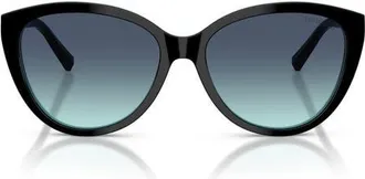 Tiffany & Co. 56mm Cat Eye Sunglasses in Black On Tiffany Blue /Azure at Nordstrom