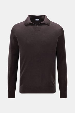 Braun Hamburg Men - Merino knit polo dark brown