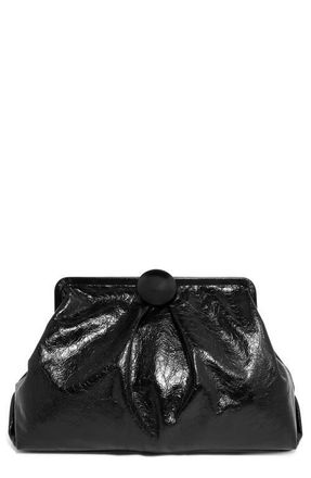 Aim&eacute;e Extra Large Full Circle Frame Clutch in Black Crinkle at Nordstrom