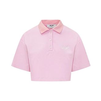 Msgm Polo Shirts, female, Pink, Size: XS Polo Shirt