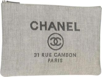 Chanel Pre-owned Canvas Clutch - Dames - Vintage Clutch - Grijs - ONE Size - Vintage