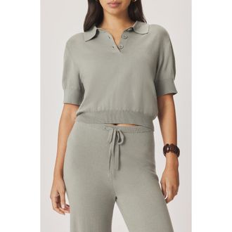 Splendid Christa Crop Polo Sweater in Eucalyptus Green at Nordstrom, Size Large