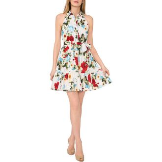 Ted Baker Floral Sleeveless Cotton Fit & Flare Shirtdress in Ultra White at Nordstrom Rack, Size X-Small