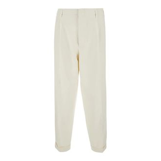 Brunello Cucinelli Broeken, Heren, Beige, L, Katoen, Gecuffte Chino Broek