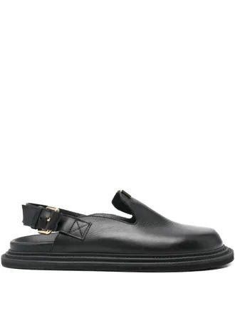 Moschino logo-plaque slingback mules - Black