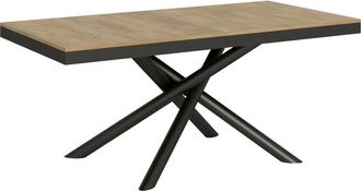 Itamoby Mesa extensible 90x180/440 cm efecto madera roble natural, hierro