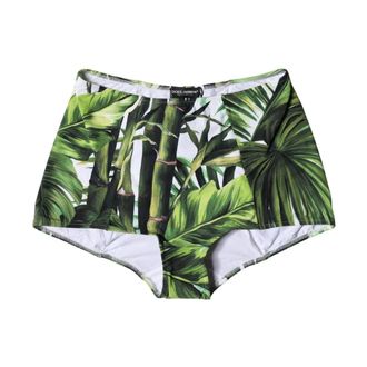Dolce & Gabbana Leaf Print High-Waisted Girdle Underwear - female - Dolce & Gabbana - Beachwear - Green - S - Swimwear