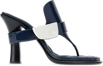 Burberry Bay teenslippers met bandjes - Dames - Muiltjes - Blauw - 36 1/2 EU - Leer - Schoenen