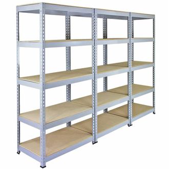MonsterShop 3 x Q-Rax Metal Racking Units 90 x 50 x 180cm Grey | Size: 90 x 50 x 180 cm