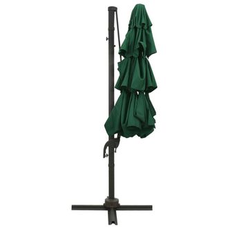 Berkfield Home Harmful 4-Tier Parasol with Aluminium Pole Green 3x3 m