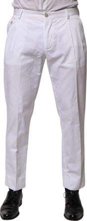 Dolce & Gabbana White Cotton Dress Slim Formal Trouser Mens Pants (Pre-Owned)