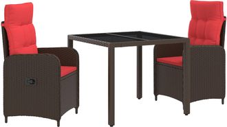 vidaXL Juego De Comedor Para Exteriores 3 Uds. Rat&aacute;n Sint&eacute;tico Vidaxl