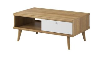 AKL FURNITURE Mesa de centro efecto madera Crema y Blanco