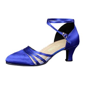 Generic Momolaa Womens Ballroom Dance Shoes,Closed Toe Dancing Shoes,Latin Salsa Bachata Performance Sparkly Dance Dancing Shoes PL130 Blue 7