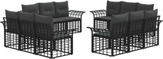 vidaXL Conjunto De Sof&aacute;s De Exterior 12 Uds. Negro Y Gris Oscuro Vidaxl