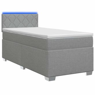 vidaXL Letto Con Box Spring, Materasso E Led Grigio Chiaro Tessuto Vidaxl