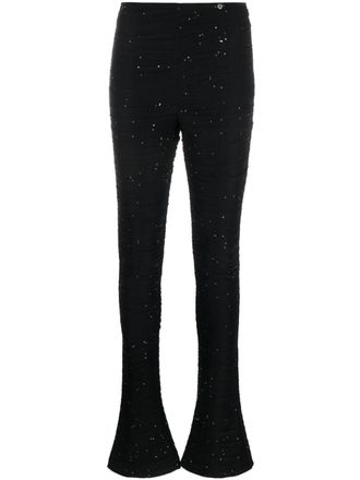 Nissa Pantaloni svasati con decorazione - Nero