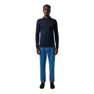 HUGO BOSS Herenpolo met lange mouwen en Passerby-logo (Marine)