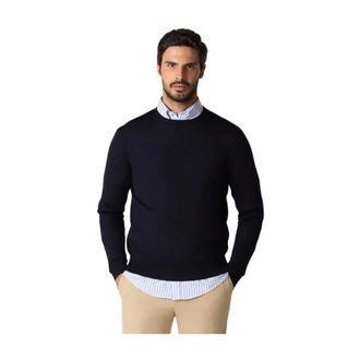 Brooks Brothers Truien & Vesten, Heren, Blauw, 2Xl, Wol, Merino Wol Trui met Ronde Hals