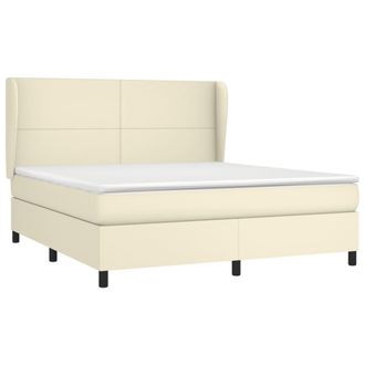 vidaXL Cama Box Spring Con Colch&oacute;n Cuero Sint&eacute;tico Crema 180x200 Cm Vidaxl