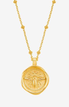 Dower & Hall Queen Bee Talisman Necklace in Yellow Gold Vermeil at Nordstrom, Size 18