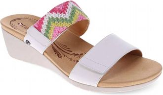 Revere Comfort Shoes Womens Sorrento Wedge Sandal In White Multi