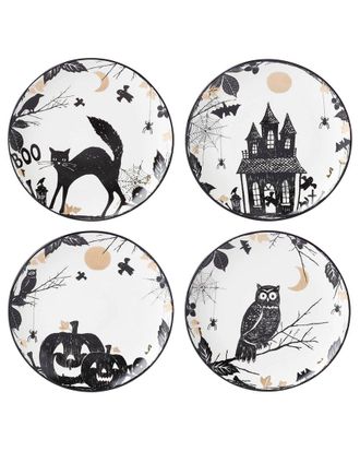 Lenox Set Of 4 Vintage Halloween Haunted Accent Plates