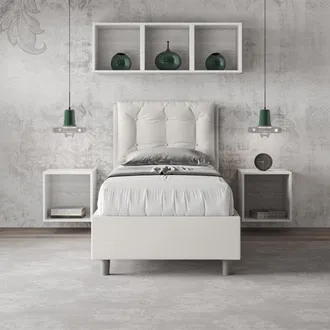Les Tendances Les Tendances - Letto Singolo Senza Rete Imbottito 80x190 Similpelle Bianco Annalisa