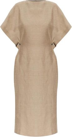 Jacquemus Jurk met split aan de achterkant - Dames - Casual kleedjes - Beige - M - Linnen - Kleedjes