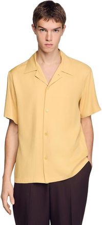 Sandro Loose-fit shark collar shirt in Light Yellow at Nordstrom, Size X-Large