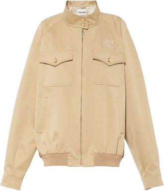 Miu Miu Beige Cotton Bomber Jacket Size M
