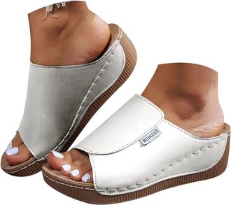 Generic Orthopedic Wedge Sandals for Women Summer Dressy 2025 Casual Open Toe Solid Color Wedge Heel Slides Comfortable Walking Orthotic Platform Sandals with