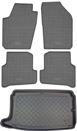 OEM Volkswagen Polo V 6r Hatchback (3/5 Puertas) De 05.2009 A 09.2017. Juego: Alfombrillas De Goma Para Coche + Alfombrilla Para Maletero