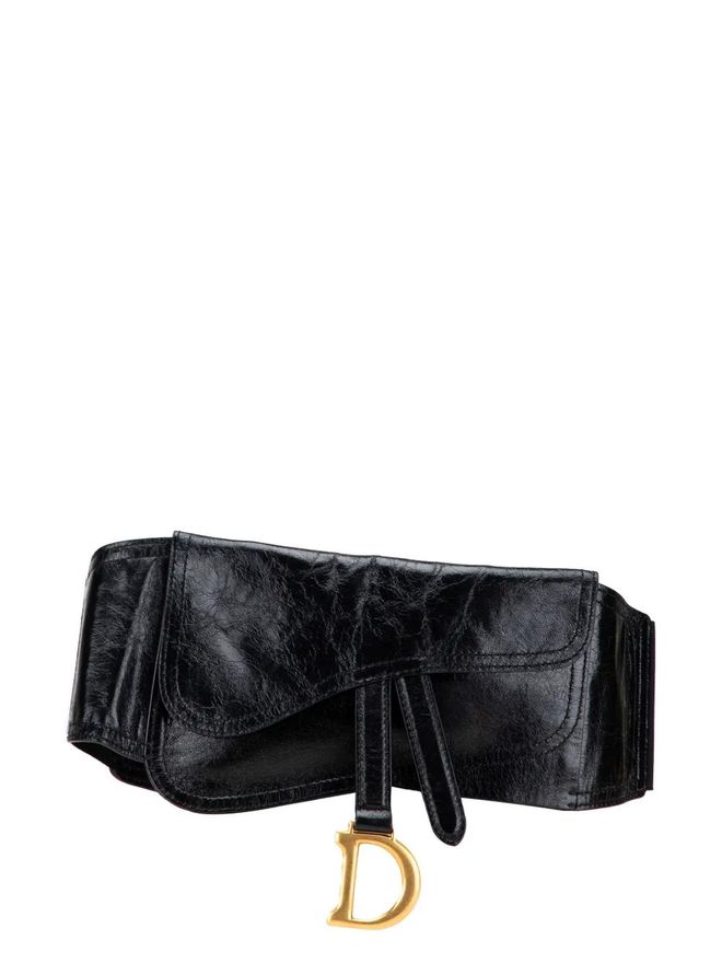 2019 Crinkled Lambskin Saddle belt bag - Black