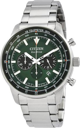 Citizen Chronograph Eco-Drive Green Dial Mens Watch CA4500-91X