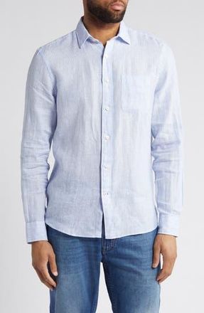 Faherty Laguna Linen Button-Up Shirt in Summer Stripe at Nordstrom Rack, Size Large