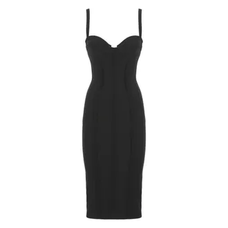 Elisabetta Franchi Midi Dresses, female, Black, Size: S Sweetheart Neck Midi Dress