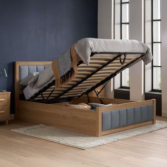 Birlea Belmont Grey & Oak Wooden Ottoman Bed Frame | Size: Double