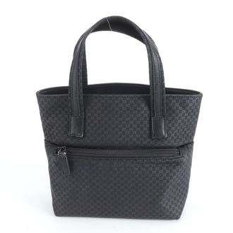 Gucci Black Leather Nylon Handbag Tote Bag (Pre-Owned)