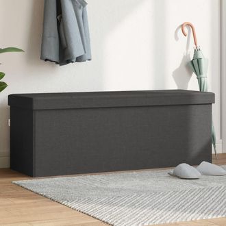 vidaXL Banco De Almacenaje Plegable De Lino Sint&eacute;tico Gris Oscuro Vidaxl