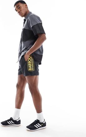 Barbour Pantaloncini da bagno neri con logo-Nero