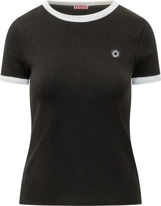 Kenzo Fitted Rib T-Shirt - Dames - T-shirts - Zwart - L - Katoen - Tops