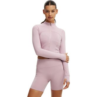 Cotton On Womens Active Ultra Soft Contour Long Sleeve Zip Through in Dawn Pink at Nordstrom, Size X-Small