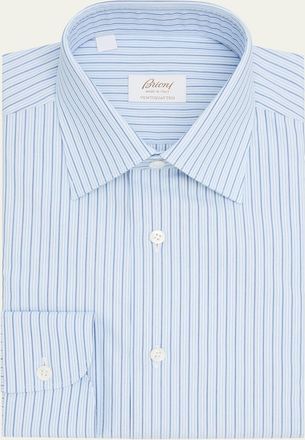 Brioni Mens Ventiquattro Cotton Multi-Stripe Dress Shirt