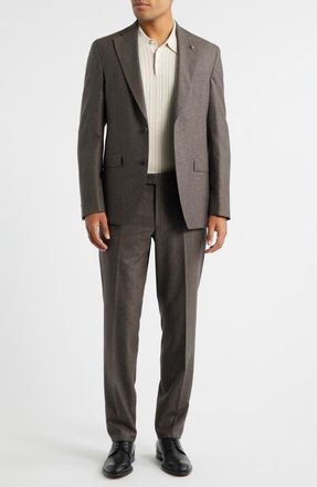 Jack Victor Montana Brown Houndstooth Wool & Cashmere Suit at Nordstrom, Size 36 Regular