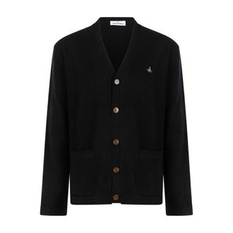 Vivienne Westwood Truien & Vesten, Heren, Zwart, L, Wol, Wool Orb Cardigan