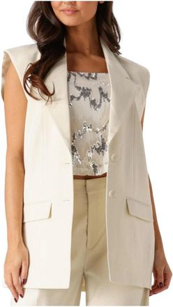 Gestuz Elegante Ecru Gilet voor Vrouwen - Dames - Bodywarmers - Beige - L - Linnen - Jassen
