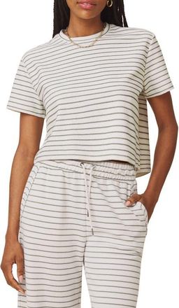 Splendid Kennedy Stripe Sweatshirt in Pale Oak White/green at Nordstrom, Size X-Large