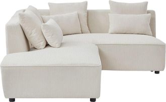 VENTE-UNIQUE.COM Sof&aacute; rinconera terciopelo 4 plazas beige 185x231cm