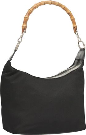 Gucci Vintage Bamboo Handle Bag Nylon Black Nylon Bag (Pre-Owned)